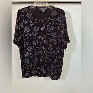 Lane Bryant Black and Silver Glitter Rose Design stretchy women’s 14/16